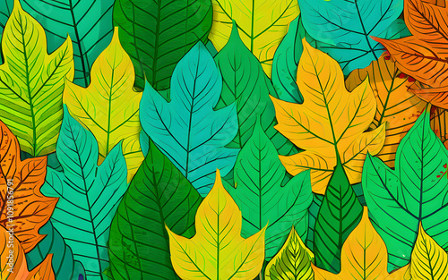 Texture: colorful leaf design, pattern, wallpaper, background