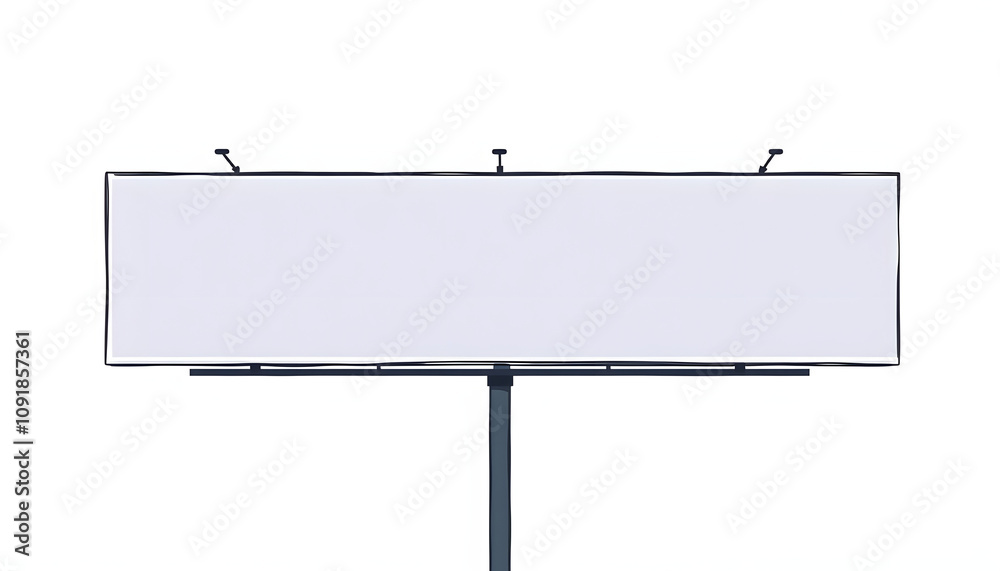 Obraz premium Minimal large-scale horizontal billboard mockup isolated with white highlights, png