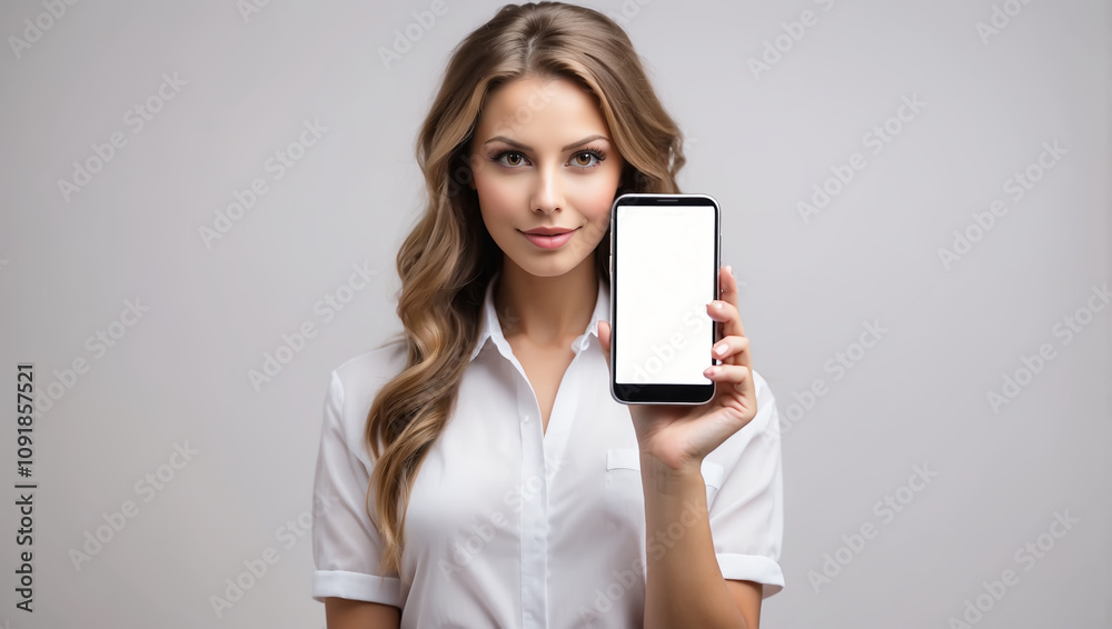 hands showing empty white screen of modern smart phone hands showing empty white screen of modern smart phone