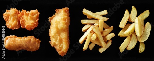 61. Collections of Golden Fried Fish and Chips  