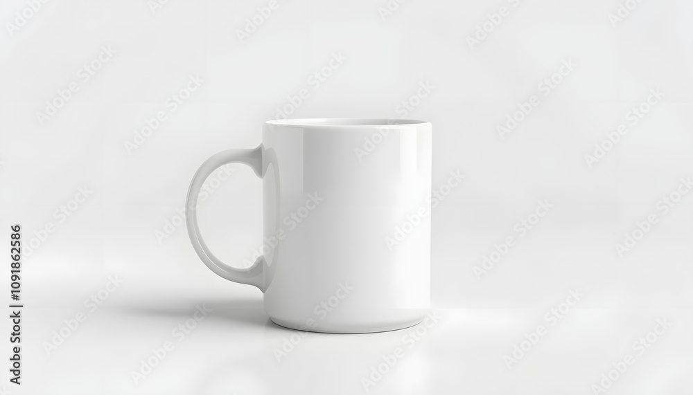 Fototapeta premium Mug mock up isolated on light gray background. 3D illustrating isolated with white highlights, png