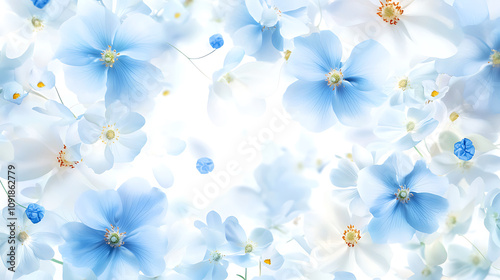 Elegant floral patterns in soft blue hues create serene atmosphere, perfect for backgrounds or designs. delicate flowers evoke sense of calm and beauty