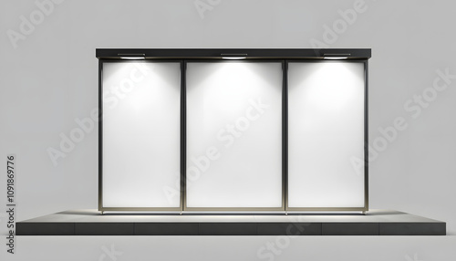 Vertical triple underground billboard frame Mockup 3D rendering isolated with white highlights, png