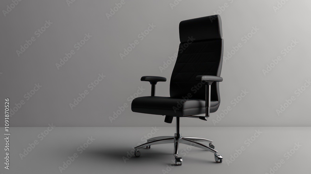 Fototapeta premium Black Office Chair on Grey Background
