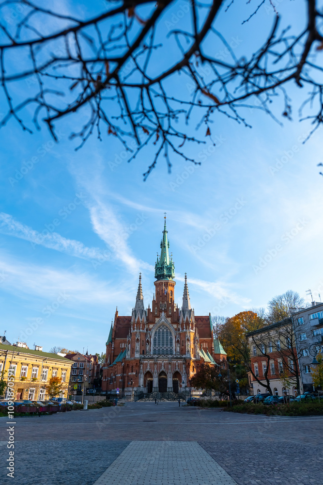 Fototapeta premium Krakow Old Town St. Mary's Basilica Main Market Square St Florians gate and Barbakan Royal Castle St. Joseph's Church