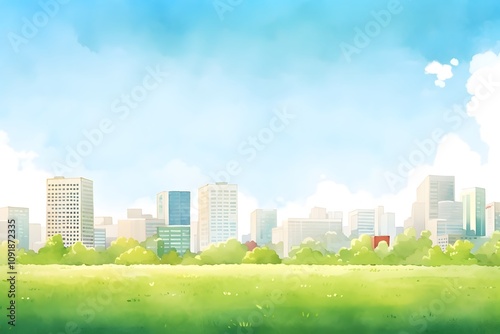 anime watercolor background, generation AI