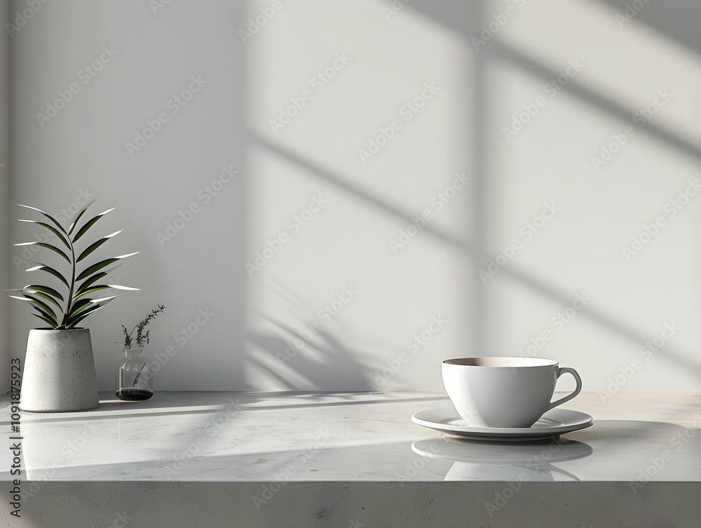 Fototapeta premium Office Deck and Office table hero image,&nbsp;Home office workspace mockup with laptop, clipboard, coffee cup. Office table top view hero image