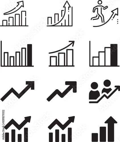 population growth icon, increase social development, global demography, people evolution chart, thin line symbol on white background - editable stroke vector