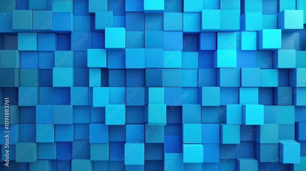 Explore a mesmerizing blend of blue and turquoise, featuring 3D blocks in a modern, scifi inspired design. Explore a mesmerizing blend of blue and turquoise, featuring 3D blocks in a modern, scifi inspired design.