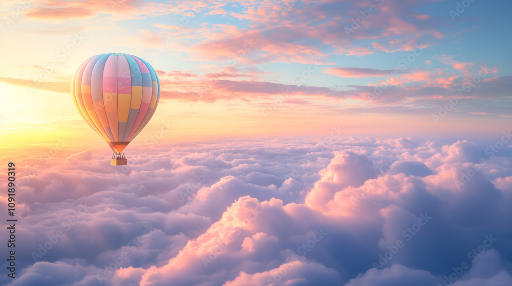 Obraz premium Colorful hot air balloons floating in the sky