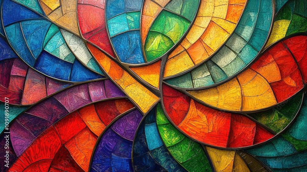 Fototapeta premium Abstract stained glass with vibrant colors.