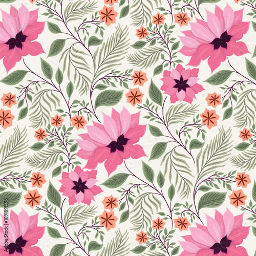Beautiful Winter Folk Style Floral Pattern