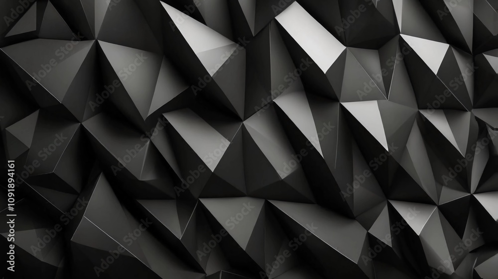 Fototapeta premium Black white dark gray abstract background. Geometric pattern shape. Line triangle polygon angle. Gradient