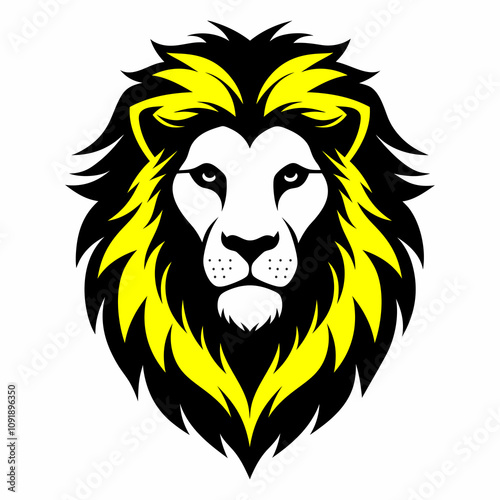 Majestic Black and Yellow Lion Head Illustration | Bold Vector Design