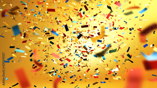 A vibrant yellow wallpaper with falling confetti