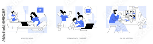 Home office isolated cartoon vector illustrations se