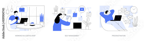 Freelance work organization isolated cartoon vector illustrations se