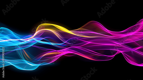 Wallpaper Mural Colorful flowing waves with vibrant light trails creating a dynamic abstract background for digital art, creative projects, and modern design needs Torontodigital.ca
