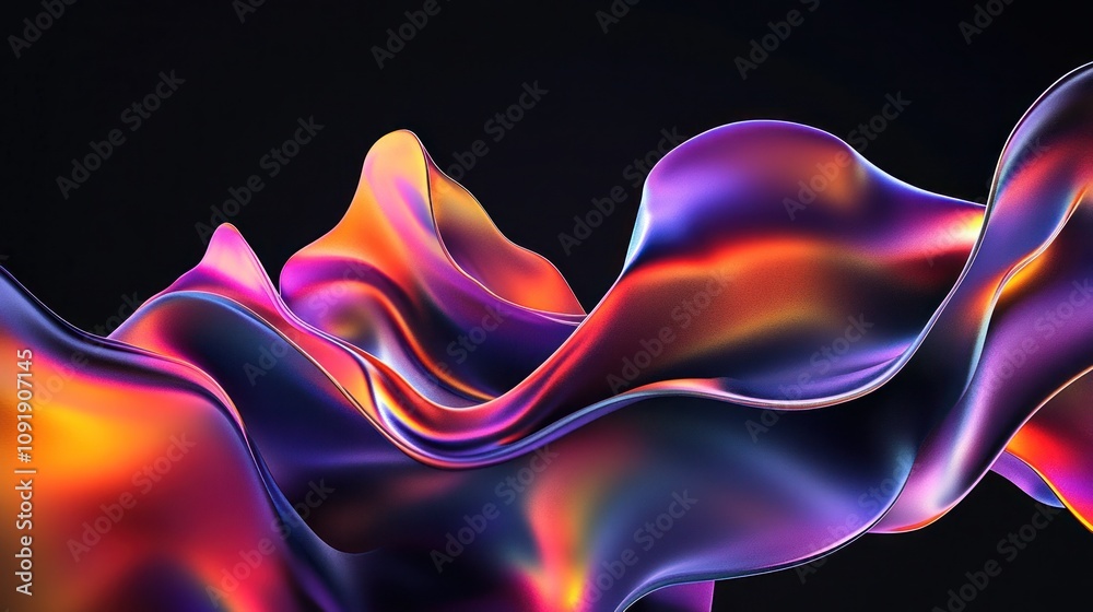 Obraz premium Abstract 3D Rendering of Shiny, Fluid Shapes in Vibrant Colors