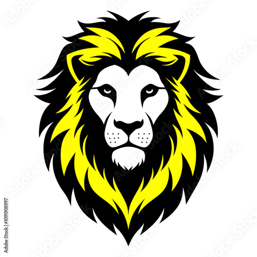 Majestic Black and Yellow Lion Head Illustration | Bold Vector Design