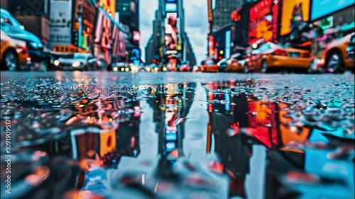Wallpaper Mural Top 10 Stunning City Reflections in Rainy Night: Urban Landscape 4K Video Footage Torontodigital.ca