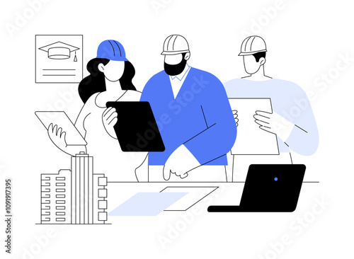 Construction management isolated cartoon vector illustrations.