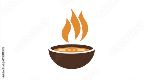 Hot soup bowl icon design with steam.
