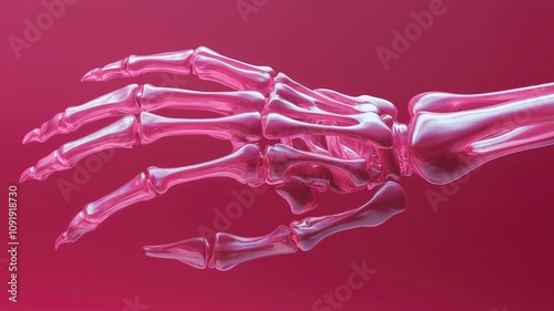 Pink Glass Skeleton Hand Reaching Out photo