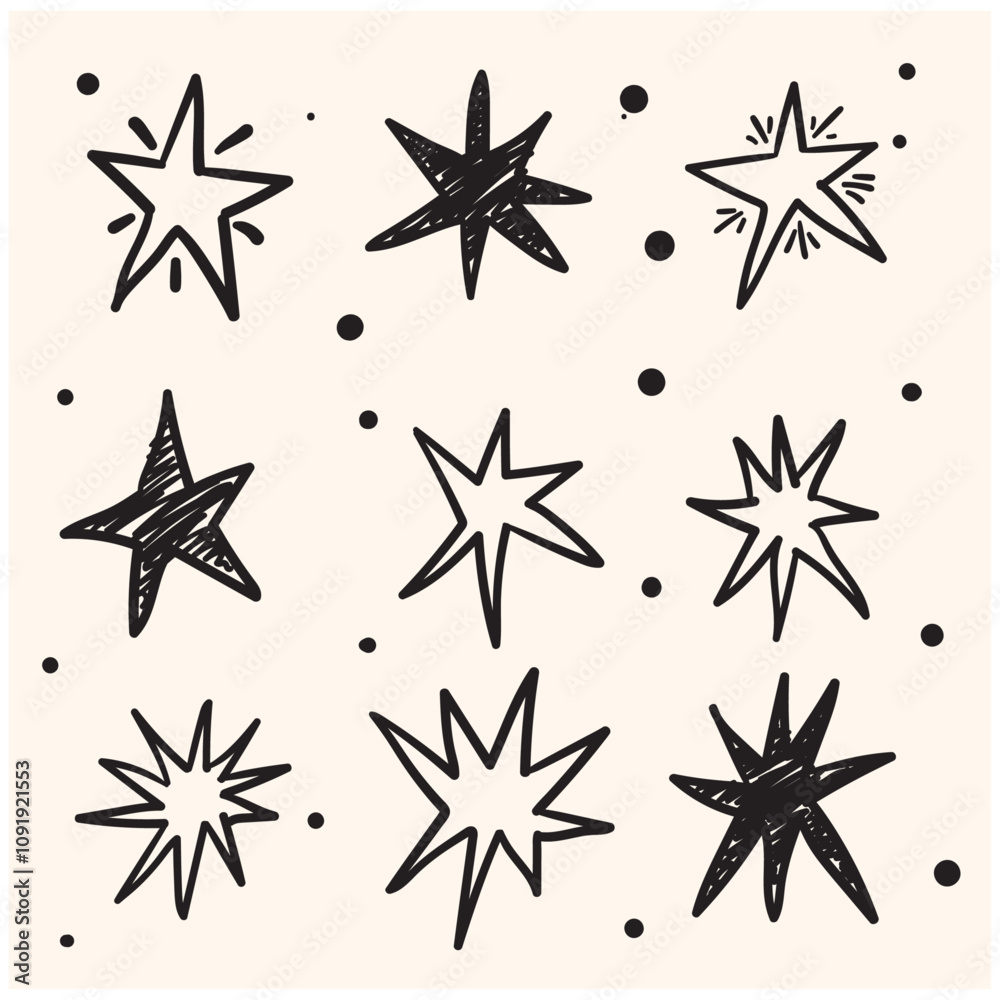 Fototapeta premium stars doodle hand drawn sparkling
