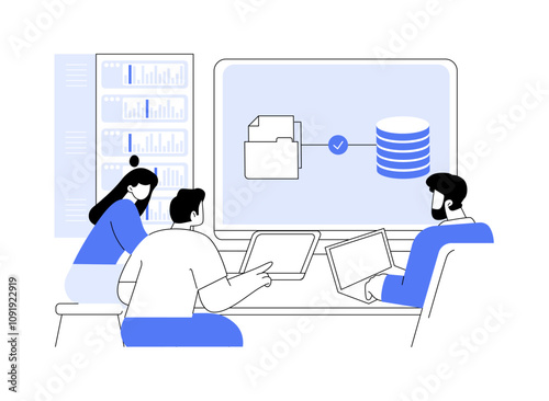 Database software isolated cartoon vector illustrations.