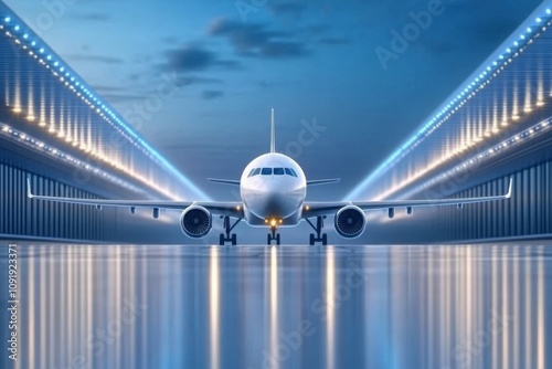 Airport runway drawn as a 2D scene, with planes aligned for takeoff on a pure white background