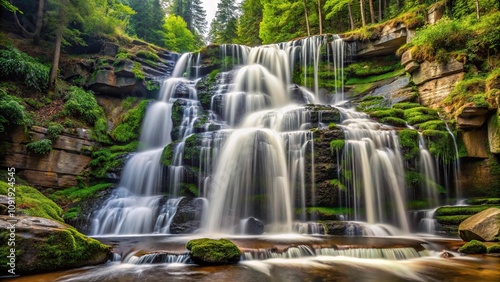 Wild waterfall in Polish Carpathians Beskid Sadecki photo