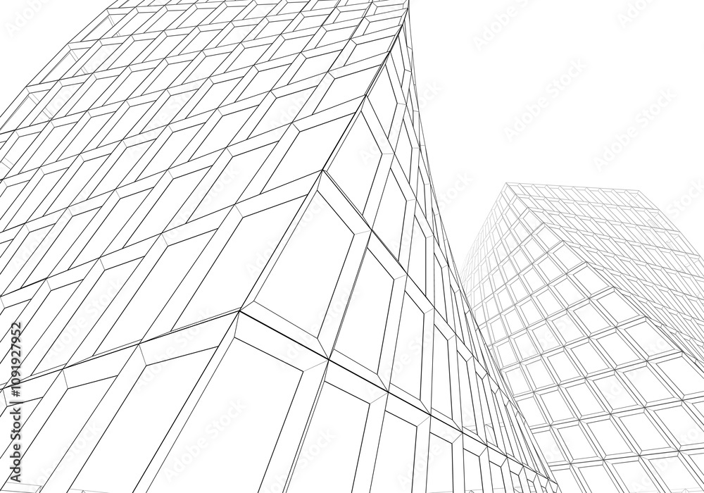 Fototapeta premium Modern building architectural 3d rendering