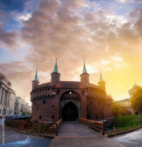 Krakow Old Town St. Mary's Basilica Main Market Square St Florians gate and Barbakan Royal Castle St. Joseph's Church photo