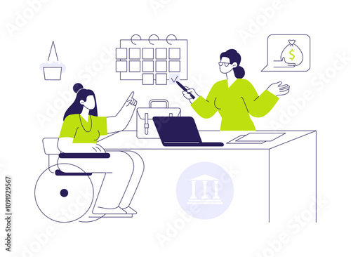 Disability pension abstract concept vector illustration.