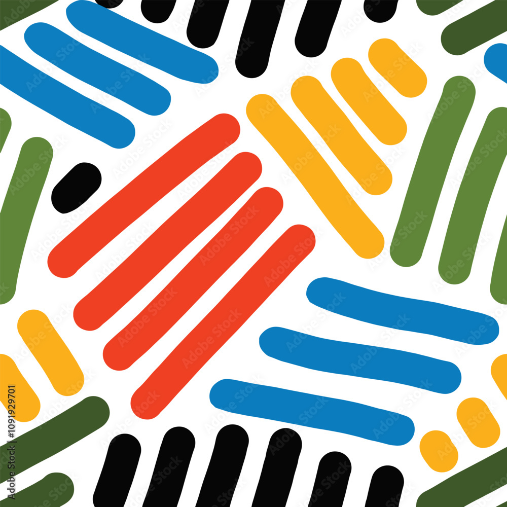 Fototapeta premium Seamless pattern with hand drawn line. Geometric pattern for wrapping paper. 