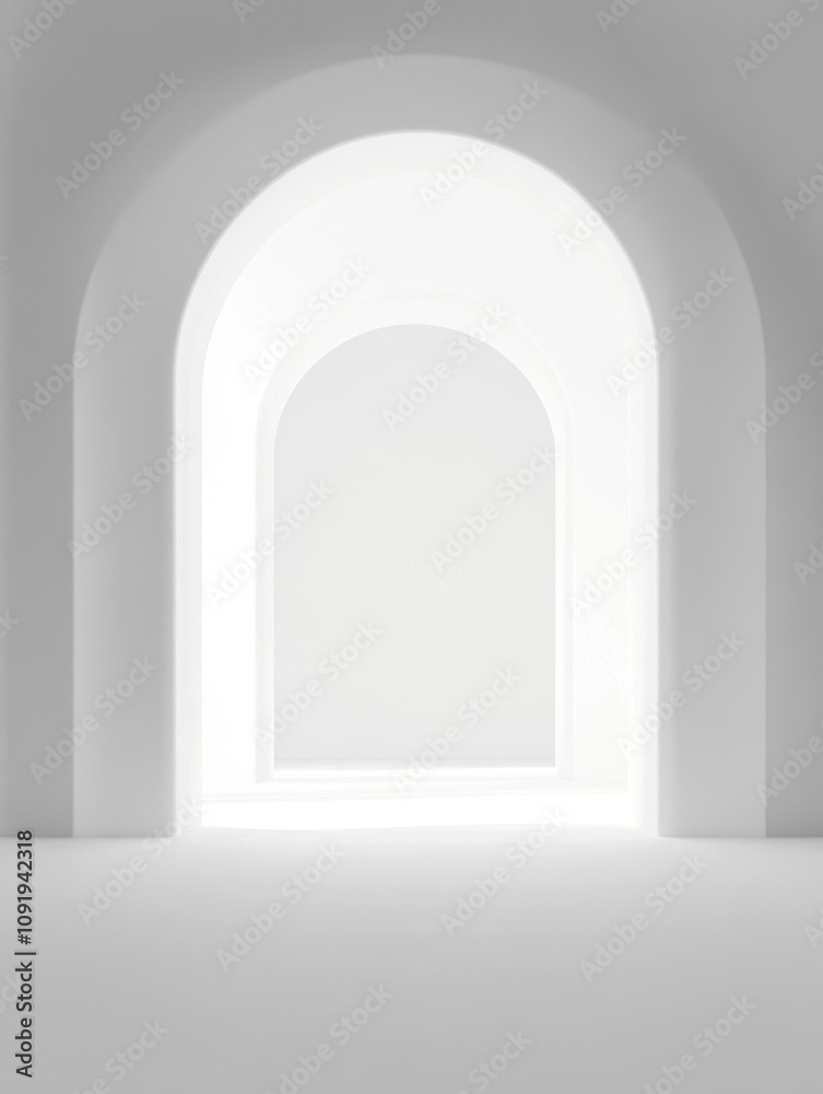 Fototapeta premium Minimalist arches in bright, empty space.