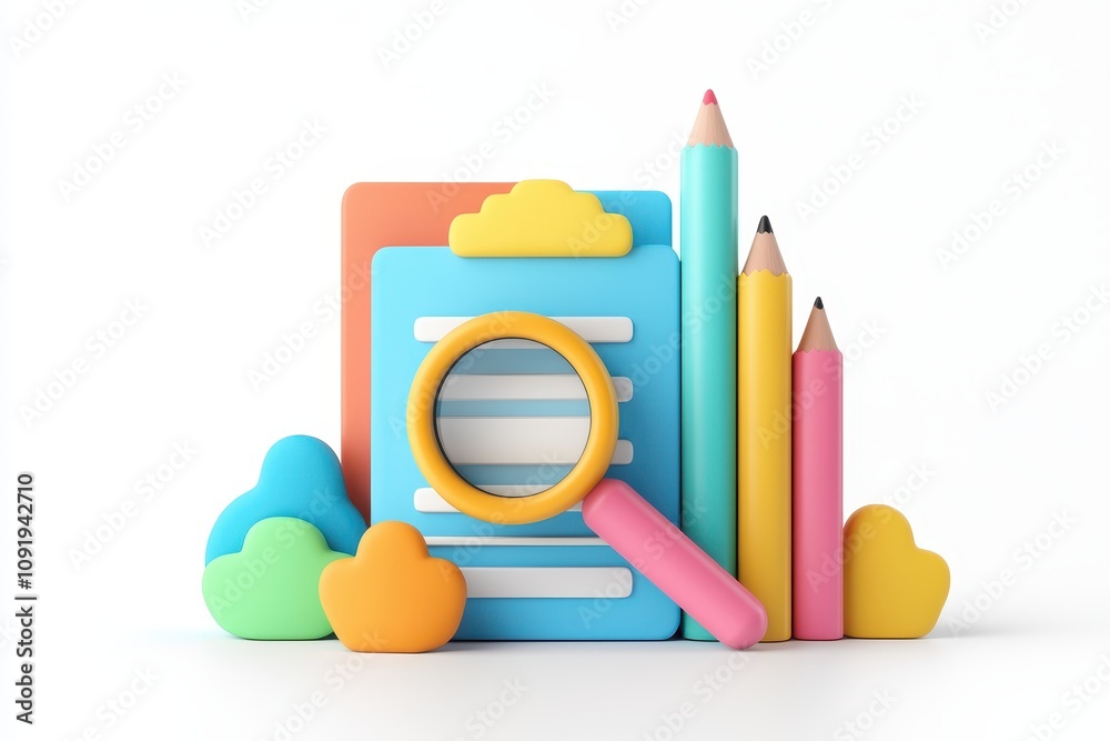 Fototapeta premium Colorful Office Supplies and Tools for Creative Work