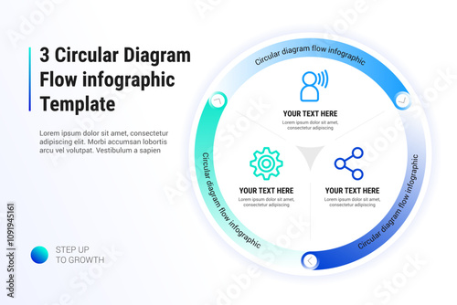 3 Circular Diagram Flow Infographic template