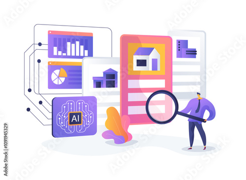 AI-Driven Property Sourcing abstract concept vector illustration.