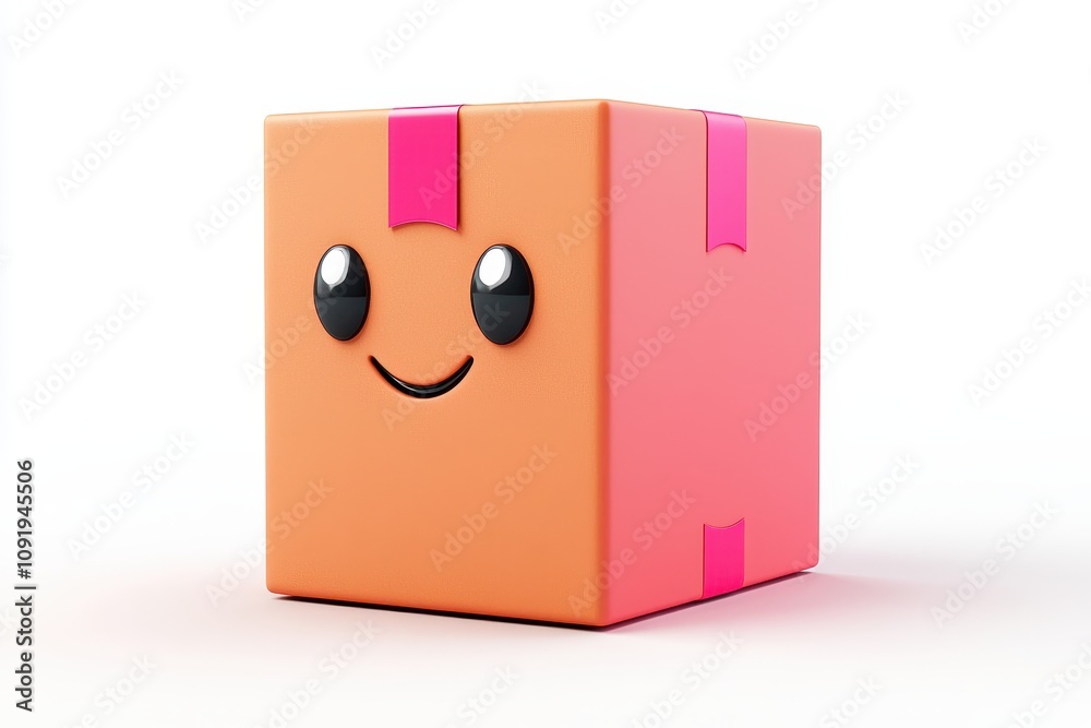 Fototapeta premium Cute Cartoon Package with Happy Face and Bright Colors