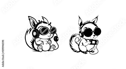 chibi squirrel wearing goggles