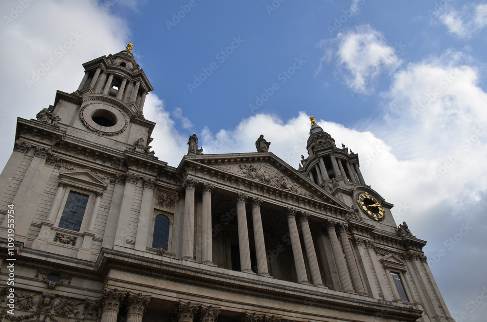 London, England, United Kingdom - October 2024: View of the facade of Saint Paul's cathedral London, England, United Kingdom - October 2024: View of the facade of Saint Paul's cathedral