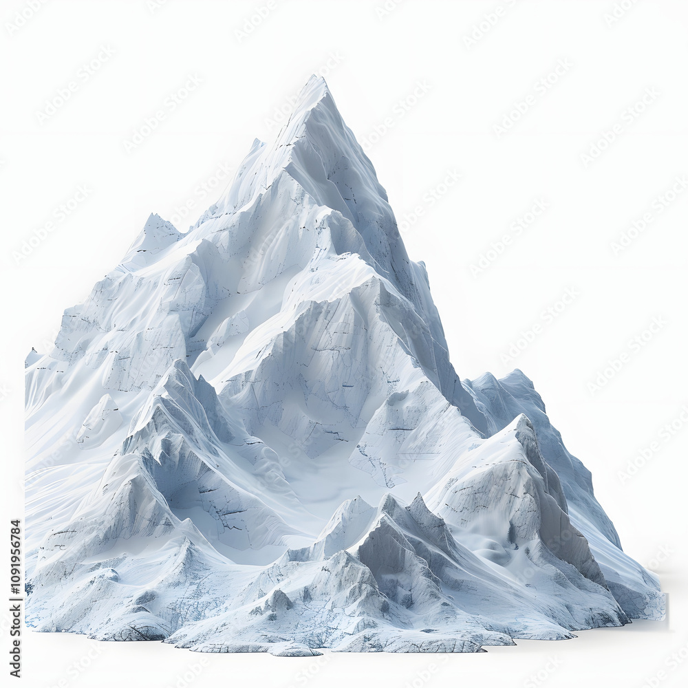 3d render snowy mountain. snow terrain with a white accent, png 3d render snowy mountain. snow terrain with a white accent, png