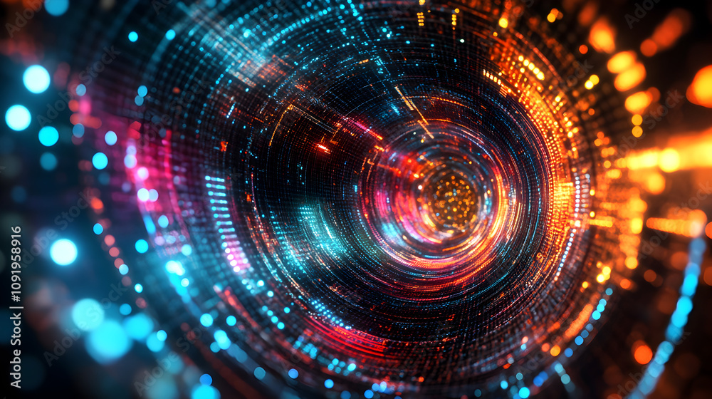 Quantum Data Tunnel: Neon Lights, Futuristic 3D Rendering, Abstract Background Quantum Data Tunnel: Neon Lights, Futuristic 3D Rendering, Abstract Background