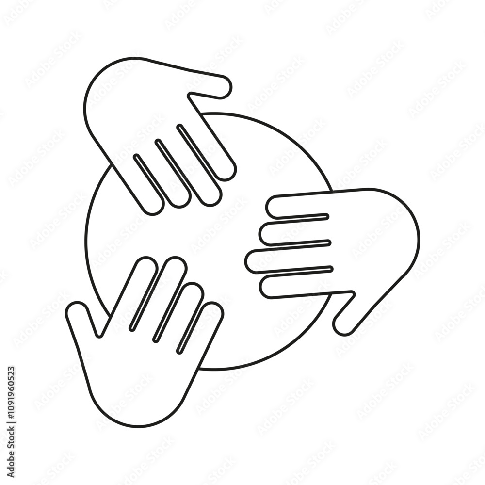 Fototapeta premium Hands icon. Circle shape. Unity symbol. Teamwork concept.
