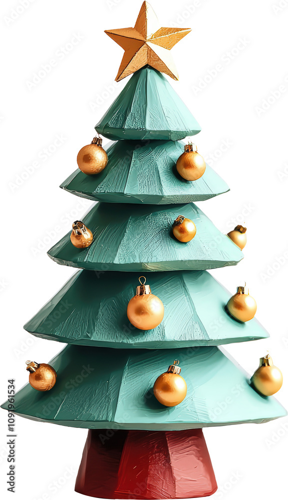 Festive 3D Christmas tree with ornaments. Festive 3D Christmas tree with ornaments.