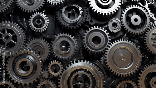 Wallpaper Mural Background Metal Wall Made of Turning Gears Seamless. Metal gear wheel engine car and bike, mechanic industry concept. Torontodigital.ca