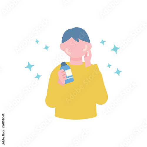 化粧水を持つ男性