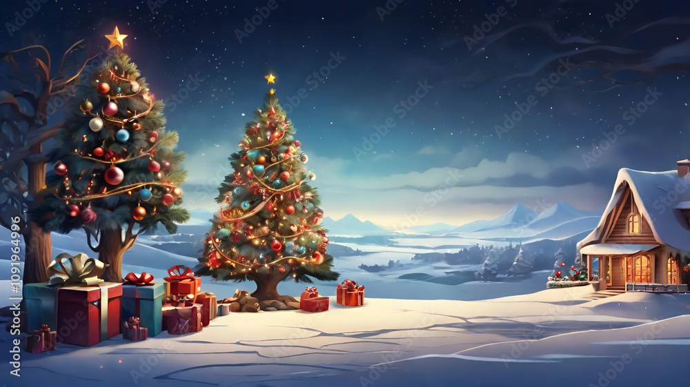 christmas tree in the snow